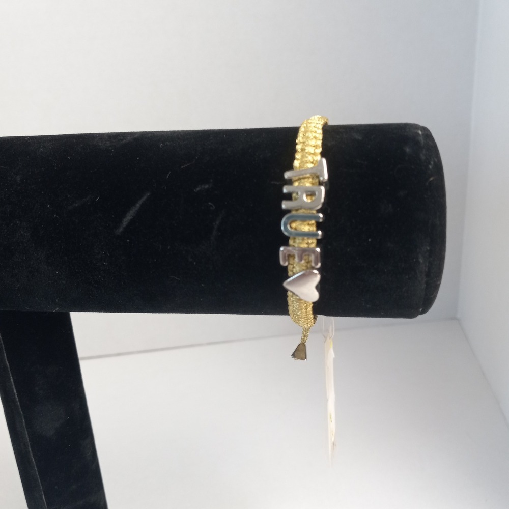 BCBGeneration True Heart Gold Woven Adjustable Friendship Bracelet NWT